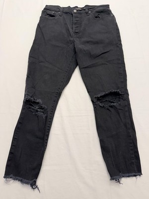 Levis Wedgie Skinny Jeans Womens 30 Black Charcoal High Rise Distressed 30x26.5