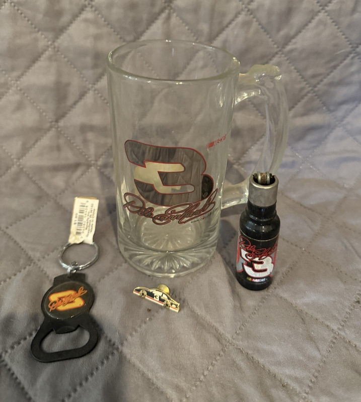 NASCAR Dale Earnhardt Jr. #3 16oz Clear Decorated Glass Beer Mug 4pc Set