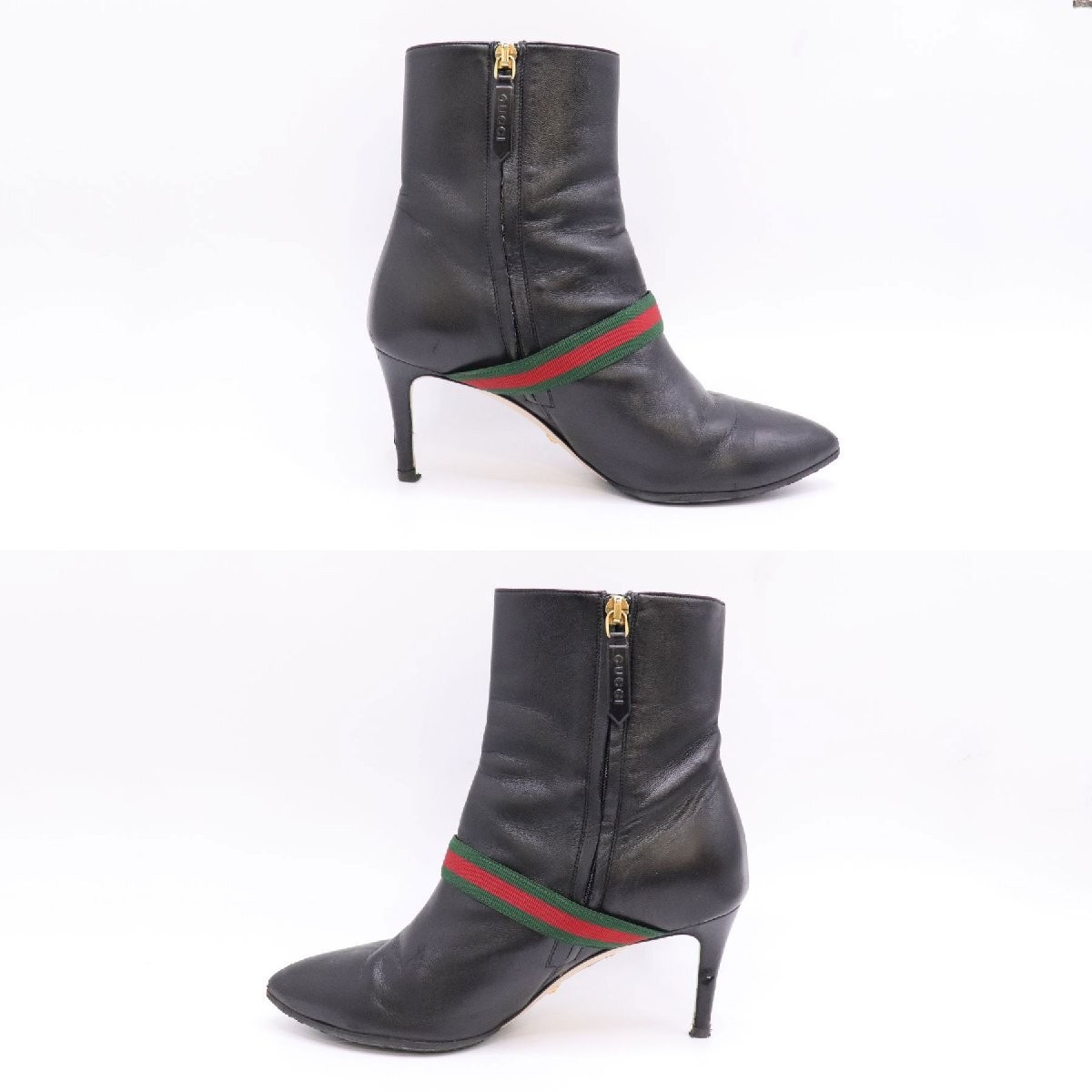 Gucci Sherry Heels Short Boots Black Leather Size 35.5 US About5.5 For Women thumbnail 17