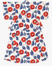 Yukata Retro Modern Camellia Pattern Red Blue White Cute Summer Festival