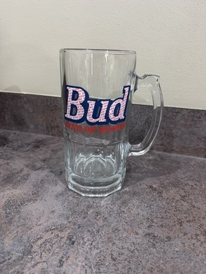 Budweiser Bud King of Beers 36 Unzen Glas Bierkrug Krug 8'' hoch
