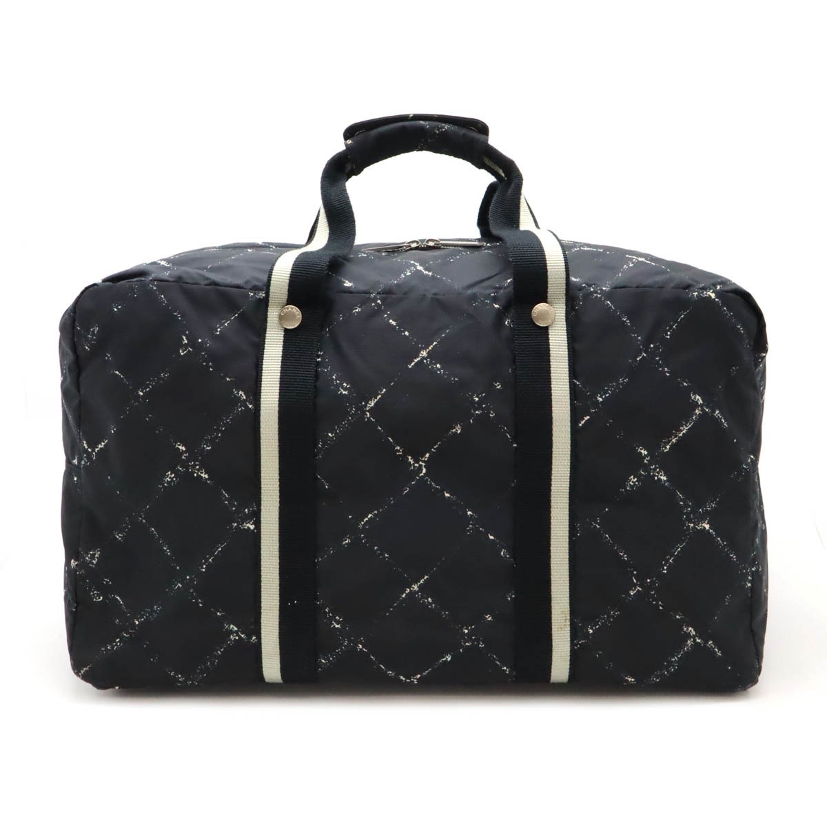 CHANEL Chanel Old Travel Line Boston Bag Travel Bag Nylon Black Red