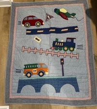 Kids Line Inc Blanket Multi Color Planes Trains & More Quilted 36X45