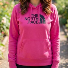 The North Face Womens Pink Half Dome Logo Pullover Hoodie Sweatshirt S