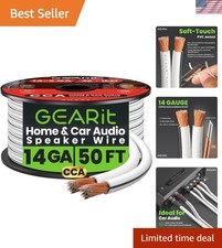 14 Gauge Speaker Wire, Speaker Cable 50ft for Car Audio, Home Theater, CCAWhite