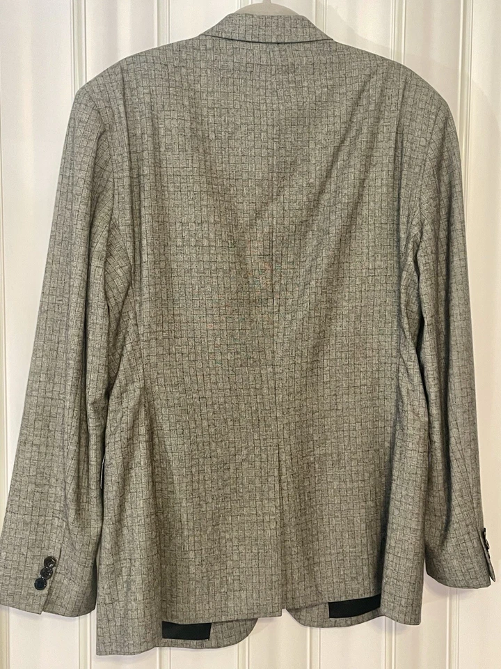 Versace Collection Hombres•44R IT•54 Gris Cuadros Abrigo Deportivo Blazer Traje Lana Foto 3 de 4