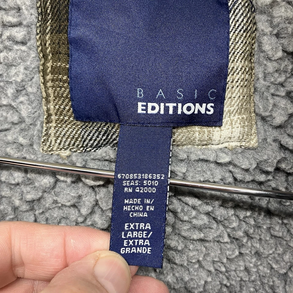 Sudadera con Capucha Para Hombres Años 90 XL Sherpa Forrada Cremallera Completa Marrón A Cuadros Ropa de Calle Bolsillo a Presión y2k Foto 4 de 4