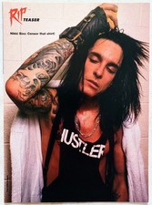 MOTLEY CRUE~NIKKI SIXX~1990 POSTER~FULL PAGE MAGAZINE PINUP CLIPPING~HAIR METAL