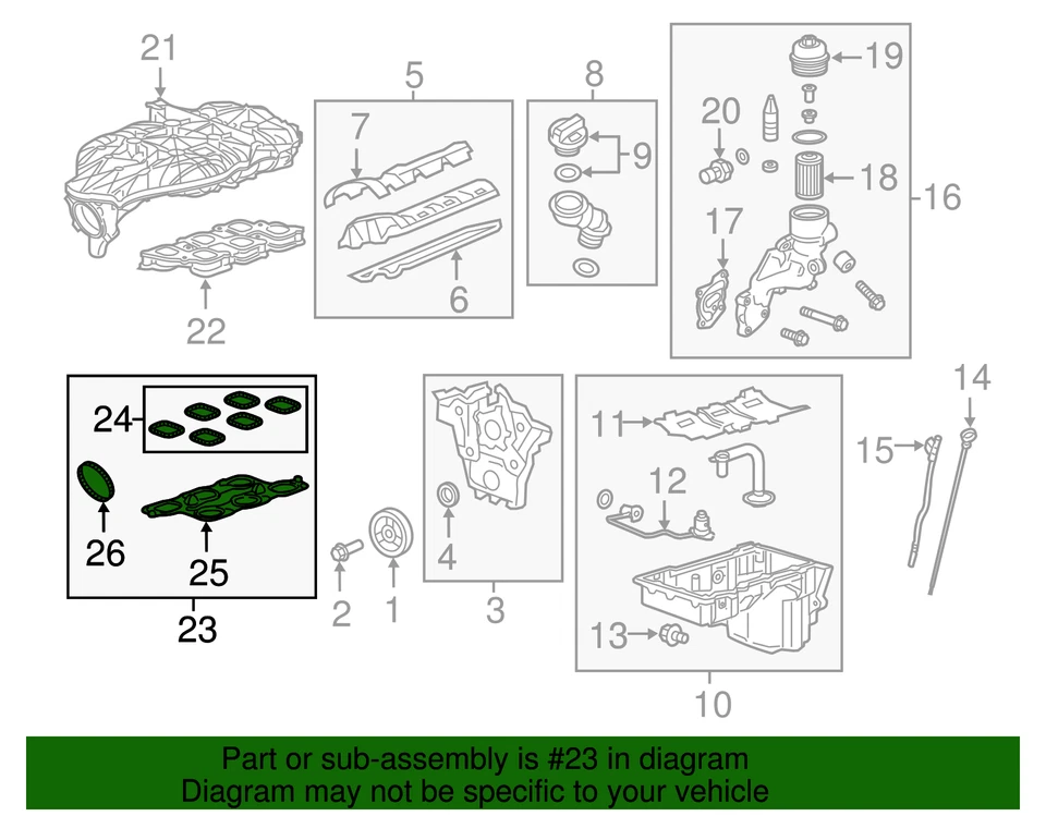 KIT DE JUNTA DE COLECTOR DE ADMISIÓN GM 2010-2020, PIEZA ORIGINAL NUEVA, P/N 12691199 Foto 3 de 4