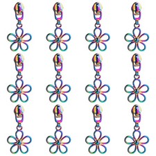 12 Pack Metal Zipper Pulls 5 Rainbow Flower Pull Replacement Sliders