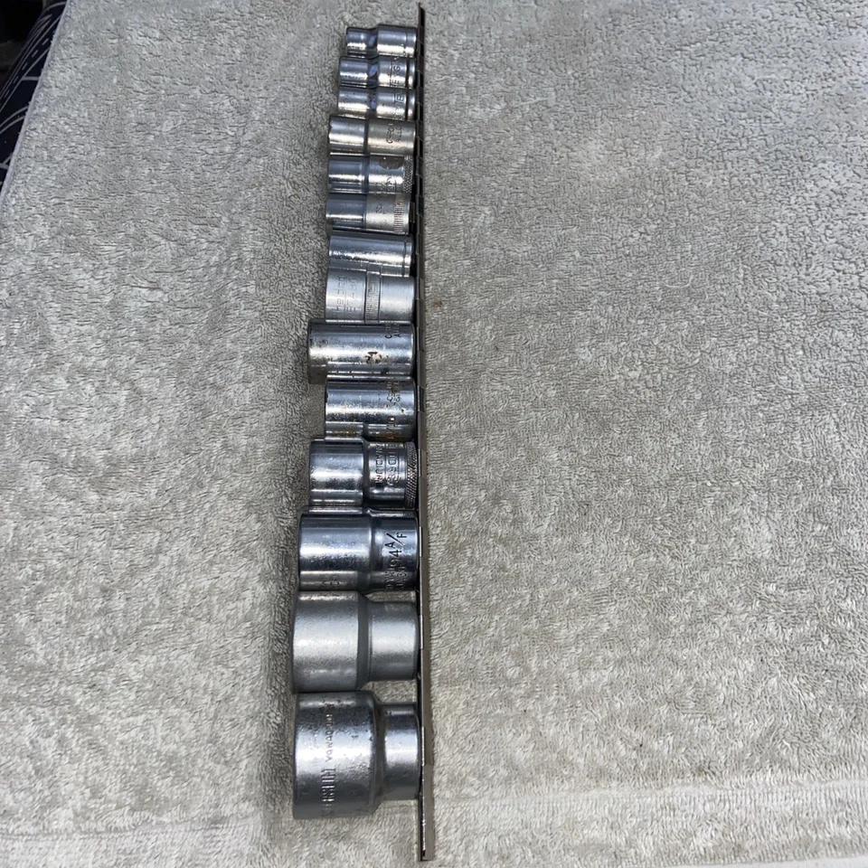 Sockets 14 Pce 1/2” Drive AF Sizes 3/8”—-1  1/16” Good Makes On Clip Rail - Image 3 of 3