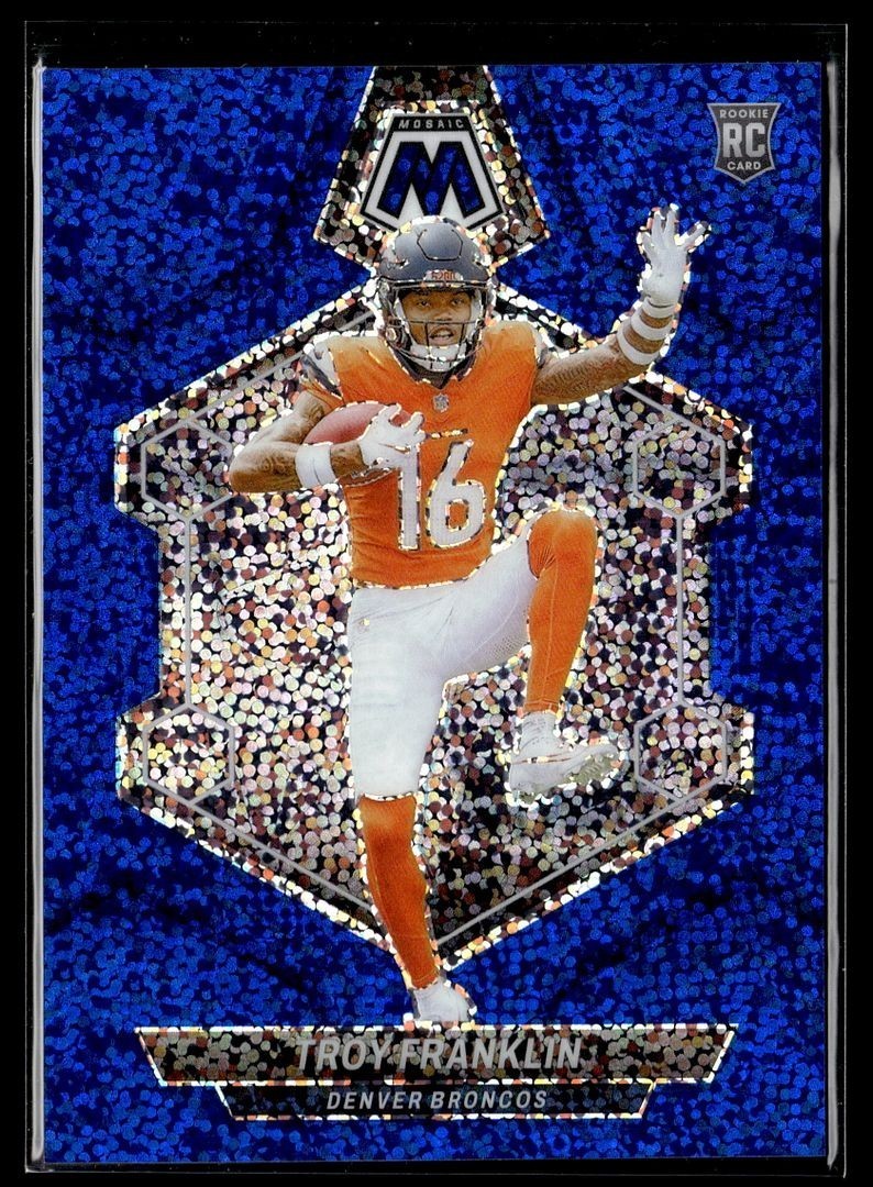 2024 MOSAIC BLUE SPARKLE /96 ROOKIE 378 Troy Franklin Denver Broncos