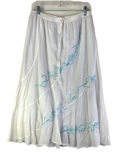 Vintage 90s Flowy Cotton Floral Embroidered Skirt Fairy Goblin Womens Large