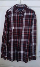 Chaps Easy Care Twill Men's LS Button Up Dress Shirt Red Plaid Sz 2XL