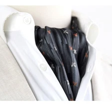 Silk Men's Cravat Ascot Tie Black CAMELLUCCI Gift for him A236