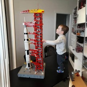 Modubrix Mocs Building Block NASA Saturn-V Launch Umbilical Tower Bricks Toy Set