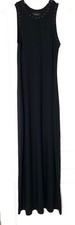 KAREN KANE Black Rhinestone Studded Jersey Stretch Knit Maxi Dress M = 8/10
