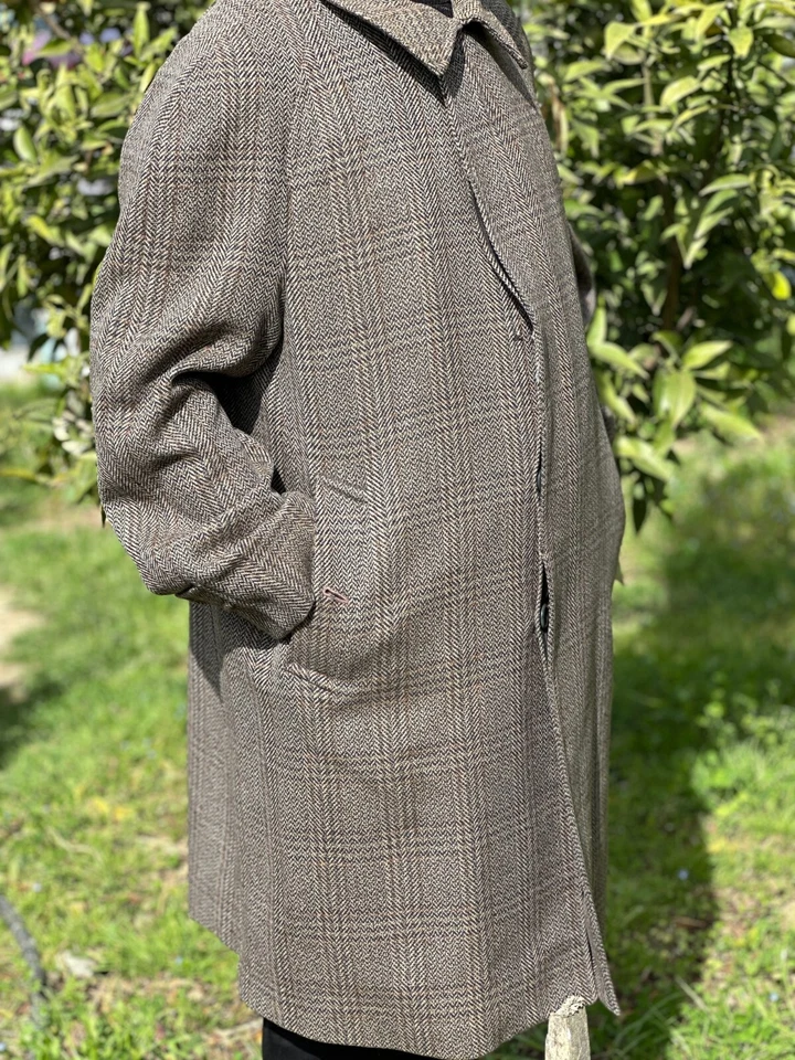 Archive 1950 Hand Woven Irish Tweed Burberry Prorsum Trench Coat Size 44 54 - Image 2 of 4