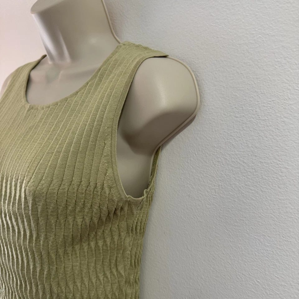 Camiseta sin mangas vintage Y2K años 90 Jones New York Top M seda acanalada texturizada verde Foto 4 de 4