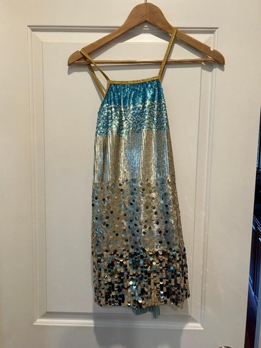 Curtain Call Dance Costume Multi Color Sequin Gold Dress Medium Adult Jazz