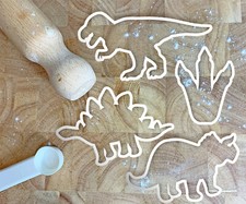 Dinosaur Cookie Cutters 3.5" Biscuit Fondant T-Rex Stegosaurus Triceratops Foot