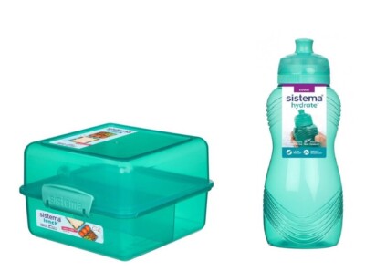Sistema SET (31735+600) Lunchbox Cube To Go, 1,4 L+Twist n  Sip Wave Bottle600ml