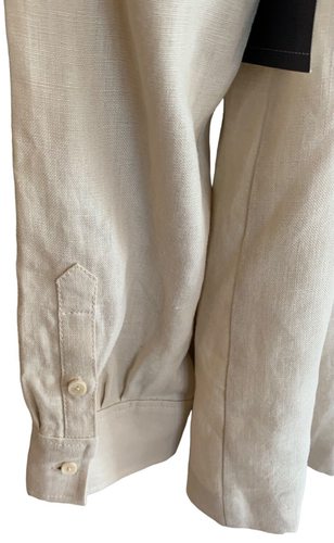 NWT Liz Claiborne Linen Womens Button Up Shirt Overshirt Cream Sz 10 Cost $99 - Picture 12 of 16