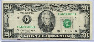 1988A US $20.00 FDR XF BANK NOTE,CRISPY, AMERICANA