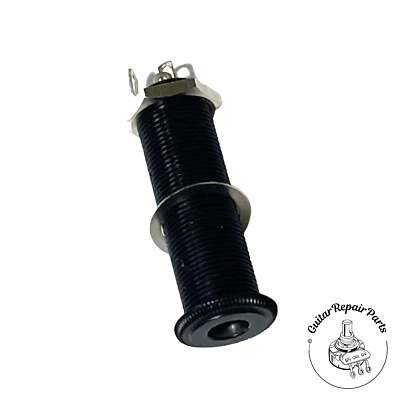Switchcraft Long Threaded 1/4'' Stereo 3 Conductor Panel Mount Barrel Jack Black