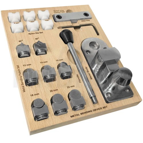 Ring Spoon Bending tool Set with 14 Nylon & Steel Dies & bending Wooden Base