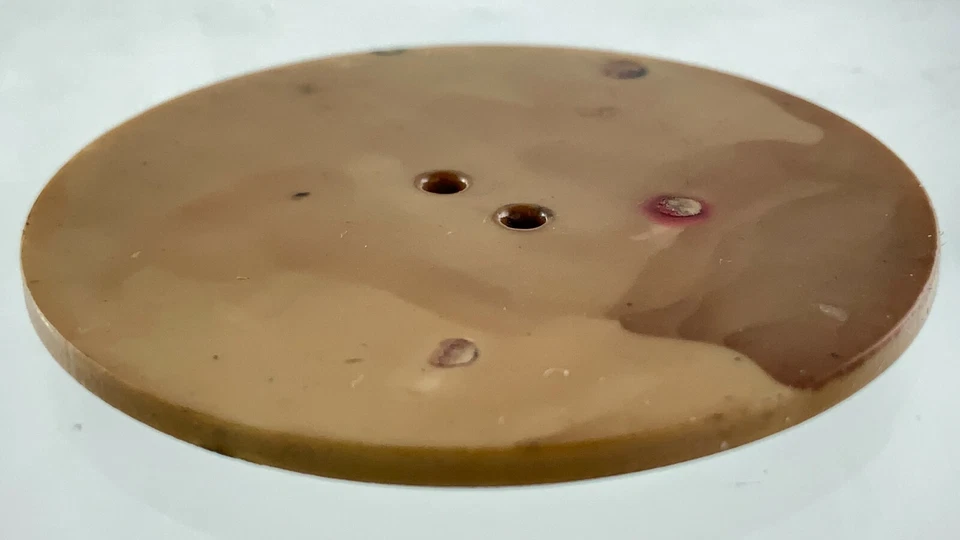 Carved Bakelite Brown/Beige Color Garment Button 1.6in Marble Pattern 345B - Image 4 of 4