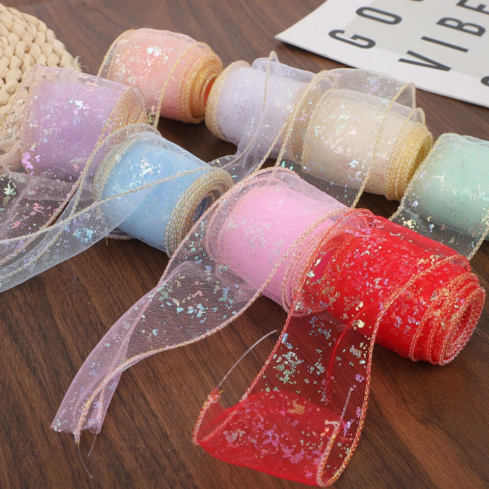 Lace Mesh Ribbon Bias Tape Edging Trims Shiny Holographic DIY 10 Yards Costume - Image 2 of 4