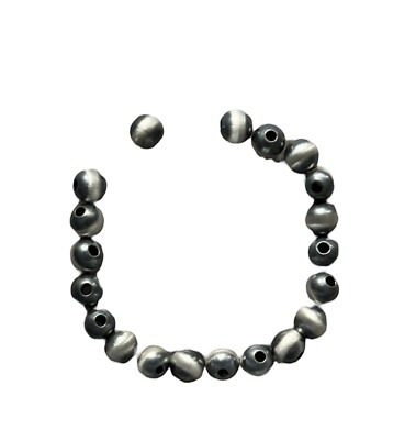 925 Sterling Silver  Navajo Style  6mm Pearl Seamless Loose Beads Lot of 20 Bead