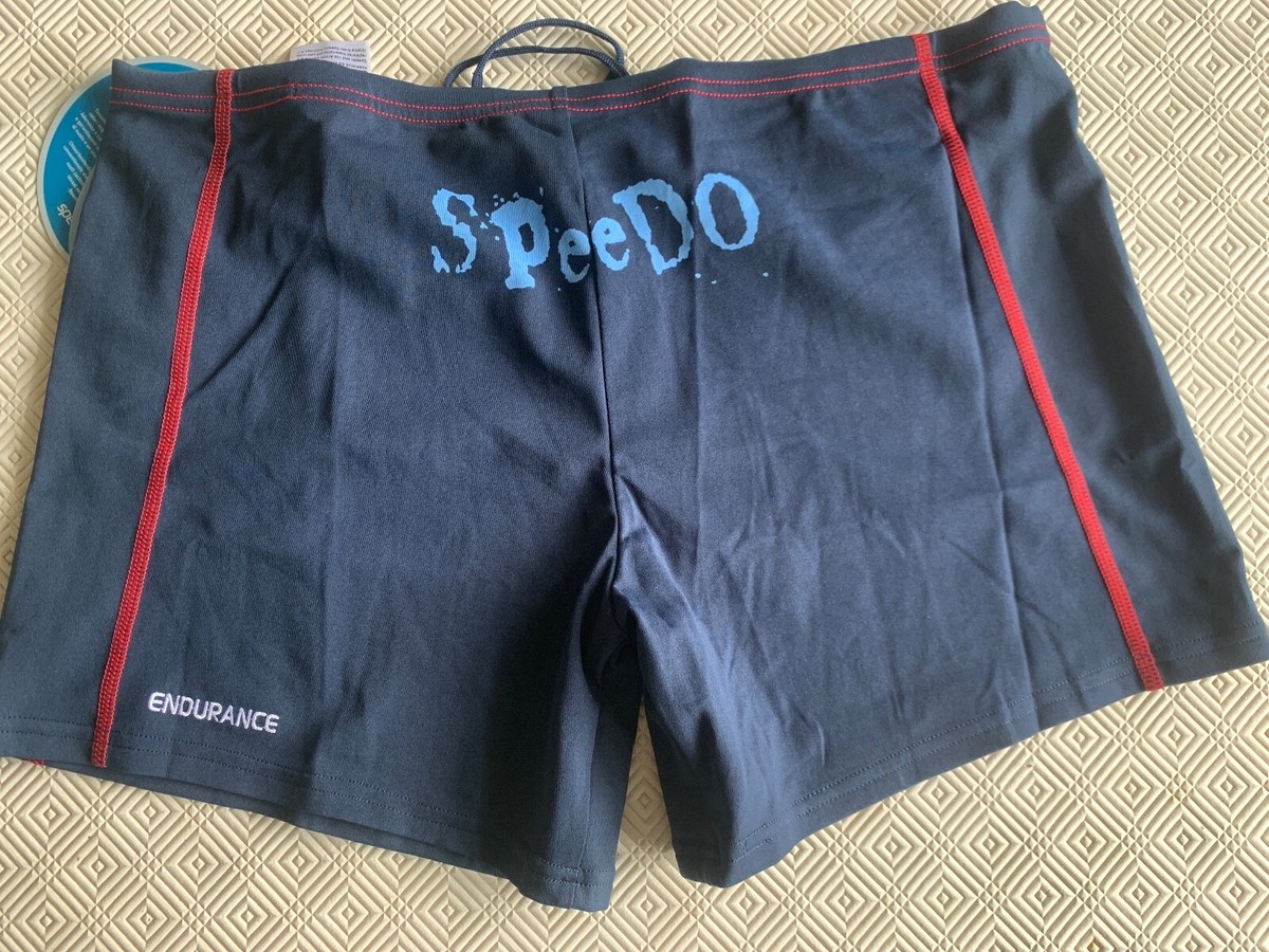 SPEEDO SWIMWEAR MENS ENDURANCE BLUE LINED FRONT STAMP LOGO 27CM