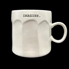 Rae Dunn Coffee Mug Imagine White Glossy Ceramic Oversized Cup Drinkware