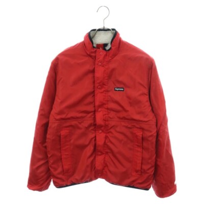 SUPREME 18AW Reversible Logo Fleece Jacket White Red Used | eBay
