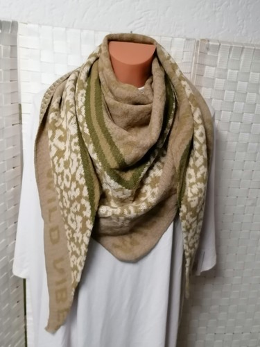 Dreieck Schal Stola Tuch kuschel Neu Leo beige oliv Winterschal NEU Strick - Picture 3 of 7