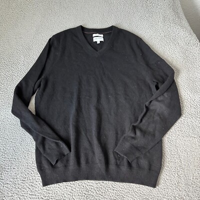 John Nordstrom Sweater Adult Large Black 100% Cashmere V Neck Soft Knit  Mens