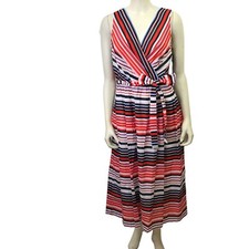TOMMY HILFIGER $149 MIDI LENGTH BELTEDV NECK DRESS 10 NWT