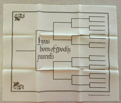 1978 Vtg. Fabric Pedigree Chart *5th Generation  *U Fill in *Banyip Products 