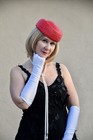 Women Sz M/L Black Retro Flapper Dress  Vintage Hat Gloves Accessory 4 Pieces — photo 2
