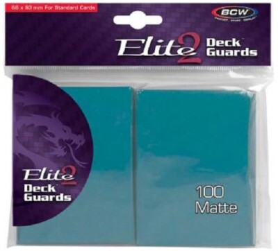 100 BCW Matte Deck Guards AZURE Sleeves For Standard Cards
