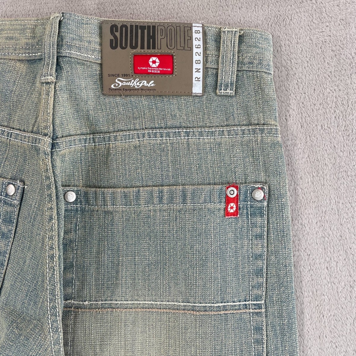 Vintage Southpole Red Tab Jeans Men 29x30 Blue Fade Baggy
