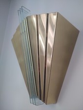 2 Vtg FRENCH ART DECO REVIVAL SKYSCRAPER STYLE BRASS GLASS WALL SCONCES NICE!!