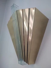 ✨2 Vtg  FRENCH ART DECO REVIVAL SKYSCRAPER STYLE BRASS GLASS WALL SCONCES NICE!!