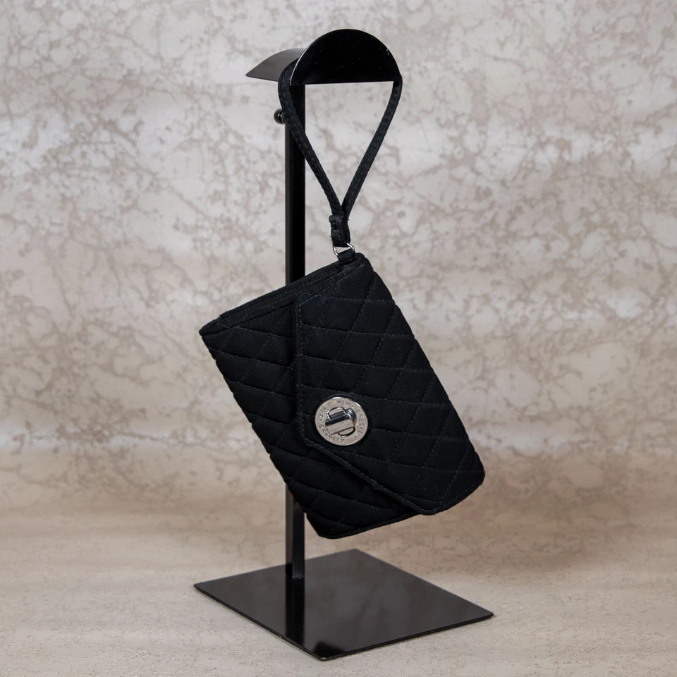 Vera Bradley Wristlet Wallet Black Quilted with Animal Print Interior - Image 2 of 4