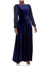 Tahari   Formal Evening Stretchy Velvet Maxi Gown  Size 8