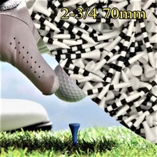 X 100 White Black NEW GOLF TEE NATURAL WOODED TEES 2 3/4" 70MM LONG LENGTH