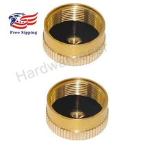 2PCS Solid Brass Refill 1lb Propane Tank Cap for Outdoor Camping Stove Cooking