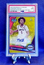 2023 Bowman Chrome U 1st Yellow Refractor Stephon Castle #22/75 spurs Mint